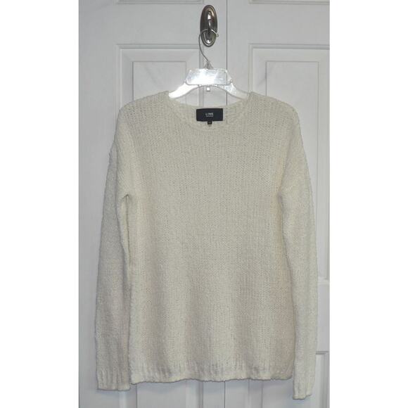 Line Women's Round Neck Open Knit Vented Sides Sweater in Ivory Small MSRP $89 - Picture 1 of 3